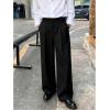 image:imageGORGLITTER Mens Wide Leg Pleated Dress Pants High Waisted Baggy Slacks Vintage Relaxed Fit Work Office Trousers Black Medium