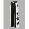 image:imageGORGLITTER Mens Y2k Baggy Sweatpants Star Print Hip Hop Pants Drawstring Wide Leg Track PantsBlack and White