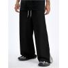 image:imageGORGLITTER Mens Y2k Baggy Wide Leg Pants Casual Work Double Waisted Low Rise Color Block Track SweatpantsBlack
