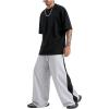 image:imageGORGLITTER Mens Y2k Baggy Wide Leg Pants Casual Work Double Waisted Low Rise Color Block Track SweatpantsBlack and Grey