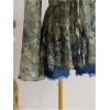image:imageGORGLITTER Womens Bell Sleeve Tops Tie Front Sheer Mesh V Neck Ruffle Peplum Blouse TopGreen Floral