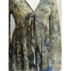 image:imageGORGLITTER Womens Bell Sleeve Tops Tie Front Sheer Mesh V Neck Ruffle Peplum Blouse TopGreen Floral