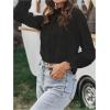 image:imageGORGLITTER Womens Boho Peasant Tops Floral Lace Long Sleeve Tops Ruffled Blouses Sheer Button Up Shirt Dressy CasualBlack