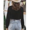 image:imageGORGLITTER Womens Boho Peasant Tops Floral Lace Long Sleeve Tops Ruffled Blouses Sheer Button Up Shirt Dressy CasualBlack