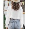 image:imageGORGLITTER Womens Boho Peasant Tops Floral Lace Long Sleeve Tops Ruffled Blouses Sheer Button Up Shirt Dressy CasualWhite
