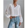 image:imageGORGLITTER Womens Boho Peasant Tops Floral Lace Long Sleeve Tops Sheer Blouses Button Up Shirt Casual Going Out OutfitsWhite