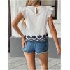 image:imageGORGLITTER Womens Boho Ruffle Short Sleeve Blouse Top Dressy Casual Summer Floral Embroidered Eyelet Shirt Trendy 2025White