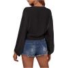 image:imageGORGLITTER Womens Boho Tie Front Tops Sheer Lantern Long Sleeve Blouse Summer Vacation Going Out Outfits Swim Cover UpBlack