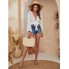 image:imageGORGLITTER Womens Boho Tie Front Tops Sheer Lantern Long Sleeve Blouse Summer Vacation Going Out Outfits Swim Cover UpWhite