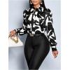 image:imageGORGLITTER Womens Bow Tie Neck Blouse Dressy Casual Work Business Long Sleeve Shirt Top TrendyBlack and White