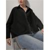 image:imageGORGLITTER Womens Button Down Shirts Bell Long Sleeve Top Oversized Collar Work Casual Dressy Dress Blouses TopsBlack