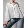 image:imageGORGLITTER Womens Button Down Shirts Bell Long Sleeve Top Oversized Collar Work Casual Dressy Dress Blouses TopsWhite