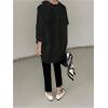 image:imageGORGLITTER Womens Button Down Shirts Oversized Bell Long Sleeve Top Collar Work Casual Dressy Dress Blouses TopsBlack