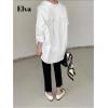 image:imageGORGLITTER Womens Button Down Shirts Oversized Bell Long Sleeve Top Collar Work Casual Dressy Dress Blouses TopsWhite