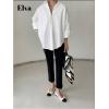 image:imageGORGLITTER Womens Button Down Shirts Oversized Bell Long Sleeve Top Collar Work Casual Dressy Dress Blouses TopsWhite
