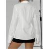 image:imageGORGLITTER Womens Button Up Fitted Blouse Dressy Bell Sleeve Office Work Shirt Cinched Waist TopsWhite