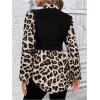 image:imageGORGLITTER Womens Cheetah Leopard Animal Print Peplum Top Blouse Lantern Long Sleeve Fall Teacher Baby Doll Twofer TopMulticolor