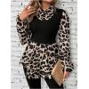 image:imageGORGLITTER Womens Cheetah Leopard Animal Print Peplum Top Blouse Lantern Long Sleeve Fall Teacher Baby Doll Twofer TopMulticolor