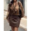 image:imageGORGLITTER Womens Cheetah Print Top Business Casual Mesh Bow Tie Neck Long Sleeve Dressy Blouse Leopard ShirtsBrown