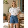 image:imageGORGLITTER Womens Cherry Shirt Puff Short Sleeve Button Down Collared Dressy Cute Summer Blouse TopsWhite