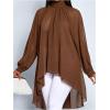 image:imageGORGLITTER Womens Chiffon Flowy Blouse High Low Cape Tops Sheer Mesh Poncho Shawl Asymmetrical Dressy BlouseBrown