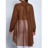 image:imageGORGLITTER Womens Chiffon Flowy Blouse High Low Cape Tops Sheer Mesh Poncho Shawl Asymmetrical Dressy BlouseBrown