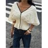 image:imageGORGLITTER Womens Cinched Waist Babydoll Peplum Tops Summer Casual Boho Y2K Bat Wing 34 Sleeve Going Out Tops BlouseApricot