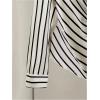 image:imageGORGLITTER Womens Dressy Wrap Peplum Blouse Tops Casual Striped Tie Waist Long Sleeve V Neck Baby Doll Shirts TopsBlack and White