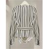image:imageGORGLITTER Womens Dressy Wrap Peplum Blouse Tops Casual Striped Tie Waist Long Sleeve V Neck Baby Doll Shirts TopsBlack and White
