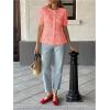 image:imageGORGLITTER Womens Eyelet Babydoll Shirts Button Up Short Sleeve Lace Boho Dressy Peplum Blouses TopOrange