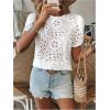 image:imageGORGLITTER Womens Eyelet Tops Boho Crochet Puff Short Sleeve Blouses Floral Embroidery Tops Summer Vacation OutfitsWhite