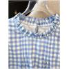 image:imageGORGLITTER Womens Gingham Peplum Blouse Top Ruffle Plaid Sleeveless Frilled Collared Tank Top Cute Summer Going Out Outfits Blue and White Large