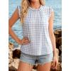 image:imageGORGLITTER Womens Gingham Peplum Blouse Top Ruffle Plaid Sleeveless Frilled Collared Tank Top Cute Summer Going Out OutfitsBlue and White