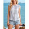 image:imageGORGLITTER Womens Gingham Peplum Blouse Top Ruffle Plaid Sleeveless Frilled Collared Tank Top Cute Summer Going Out OutfitsBlue and White