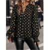 image:imageGORGLITTER Womens Gold Shirts Long Sleeve Notch V Neck Dressy 2026 Business Casual Work Blouse TopsBlack