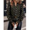 image:imageGORGLITTER Womens Gold Shirts Long Sleeve Notch V Neck Dressy 2026 Business Casual Work Blouse TopsBlack