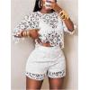 image:imageGORGLITTER Womens Hollow Out Crochet Lace Blouses 34 Sleeve See Through Boho Tops Holiday Party OutfitWhite