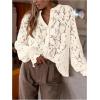image:imageGORGLITTER Womens Lace Button Up Shirts Dressy Casual Sheer Bishop Long Sleeve Blouses Summer Tops Going Out OutfitsApricot