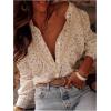 image:imageGORGLITTER Womens Lace Floral Peasant Blouse Top Crochet Button Up Patchwork Shirts Boho Long Sleeve Going Out Tops 2026Apricot