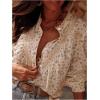 image:imageGORGLITTER Womens Lace Floral Peasant Blouse Top Crochet Button Up Patchwork Shirts Boho Long Sleeve Going Out Tops 2026Apricot