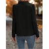 image:imageGORGLITTER Womens Lace Top Long Sleeve Button Down Shirt Mesh Collared Dressy Casual Blouse TopsBlack
