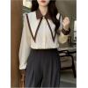 image:imageGORGLITTER Womens Lapel Button Up Structured Tops Long Sleeve Pointed Collard Business Casual Office Dress Blouse ShirtApricot