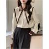 image:imageGORGLITTER Womens Lapel Button Up Structured Tops Long Sleeve Pointed Collard Business Casual Office Dress Blouse ShirtApricot