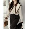 image:imageGORGLITTER Womens Lapel Button Up Structured Tops Long Sleeve Pointed Collard Business Casual Office Dress Blouse ShirtApricot