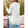 image:imageGORGLITTER Womens Linen Button Down Shirt Boho Tops Sheer Graphic Long Sleeve Holiday Blouses Dressy Casual Gauze TopsWhite