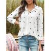 image:imageGORGLITTER Womens Linen Button Down Shirt Boho Tops Sheer Graphic Long Sleeve Holiday Blouses Dressy Casual Gauze TopsWhite