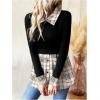 image:imageGORGLITTER Womens Long Sleeve Peplum Tops Blouse Dressy Casual Button Down Collared Shirts Fall Teacher Baby Doll TopsBlack