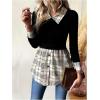 image:imageGORGLITTER Womens Long Sleeve Peplum Tops Blouse Dressy Casual Button Down Collared Shirts Fall Teacher Baby Doll TopsBlack