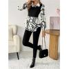 image:imageGORGLITTER Womens Long Sleeve Peplum Tops Blouse Dressy Casual Button Down Collared Shirts Fall Teacher Baby Doll TopsBlack and White Geo