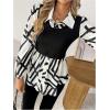 image:imageGORGLITTER Womens Long Sleeve Peplum Tops Blouse Dressy Casual Button Down Collared Shirts Fall Teacher Baby Doll TopsBlack and White Geo